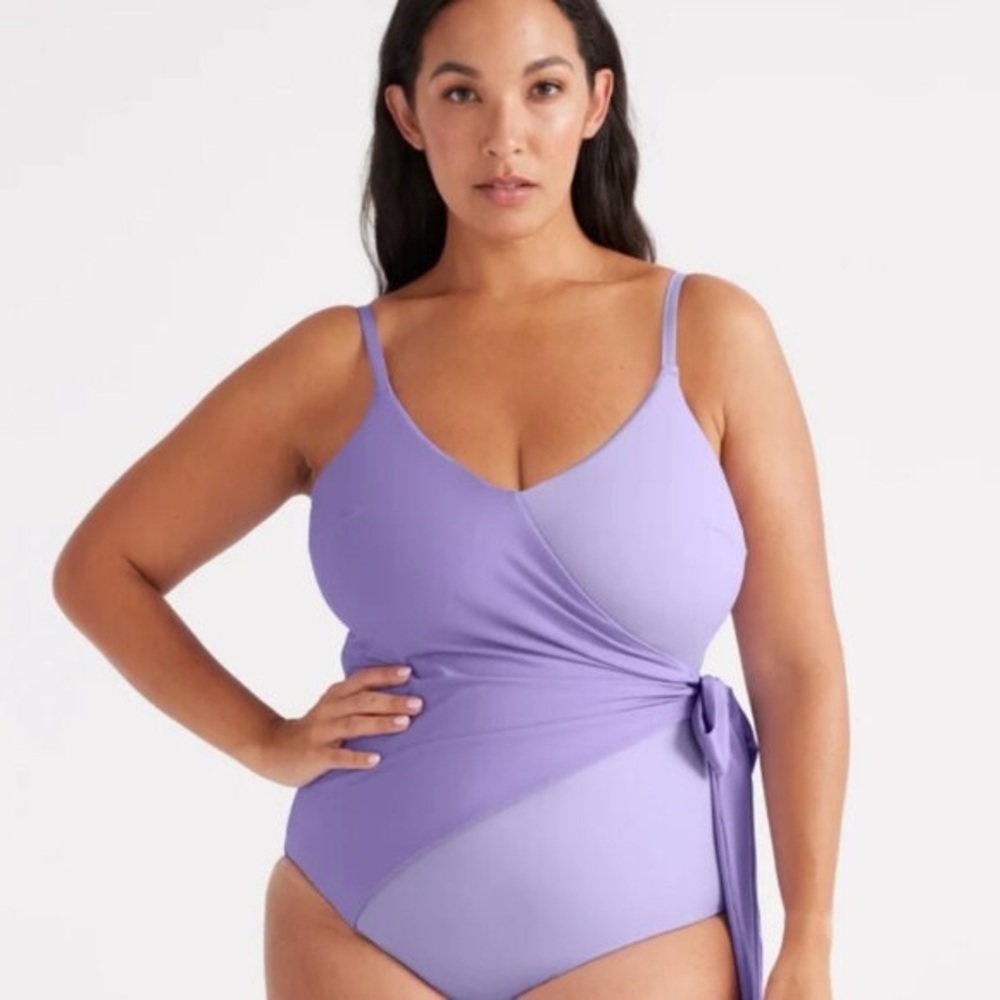 Knix Side Tie One Piece Swimsuit Grape Pop XXXL+